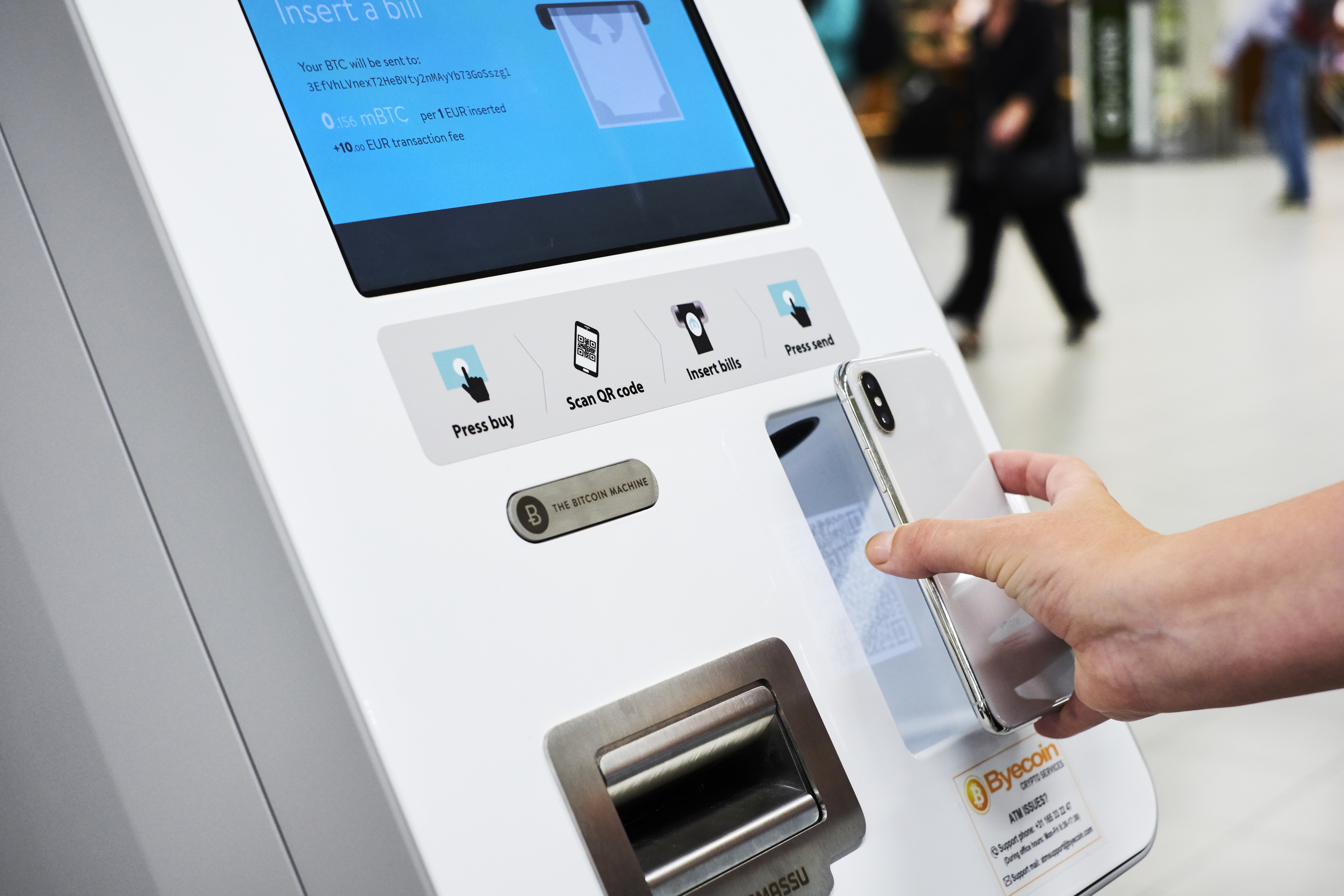 Närbild på Bitcoin-Bankomaten