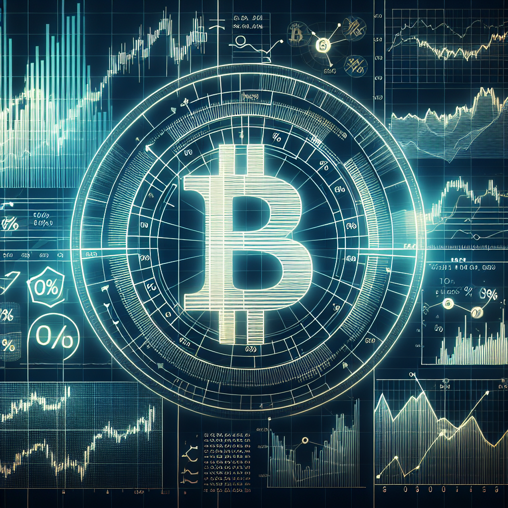 Bitcoin tech, graphs. AI Generated.