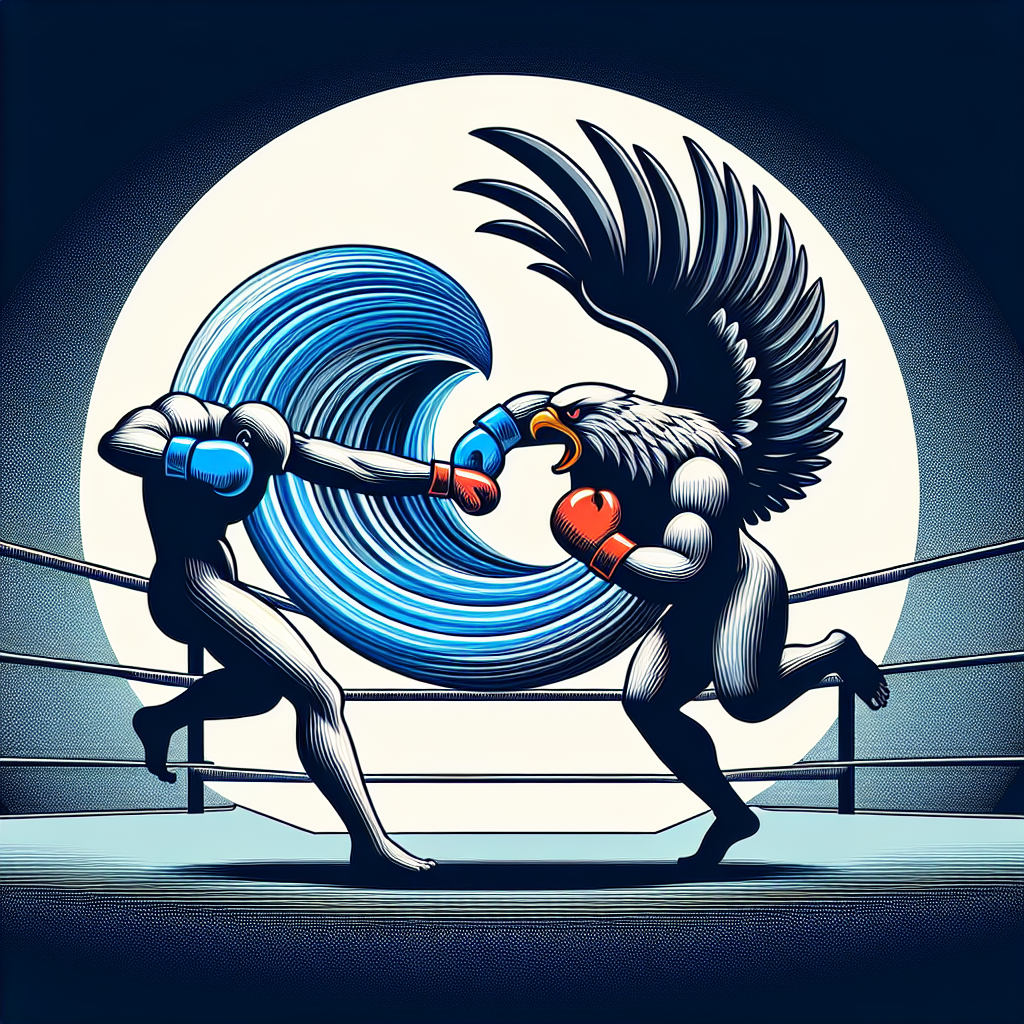 Människa och örn fightas