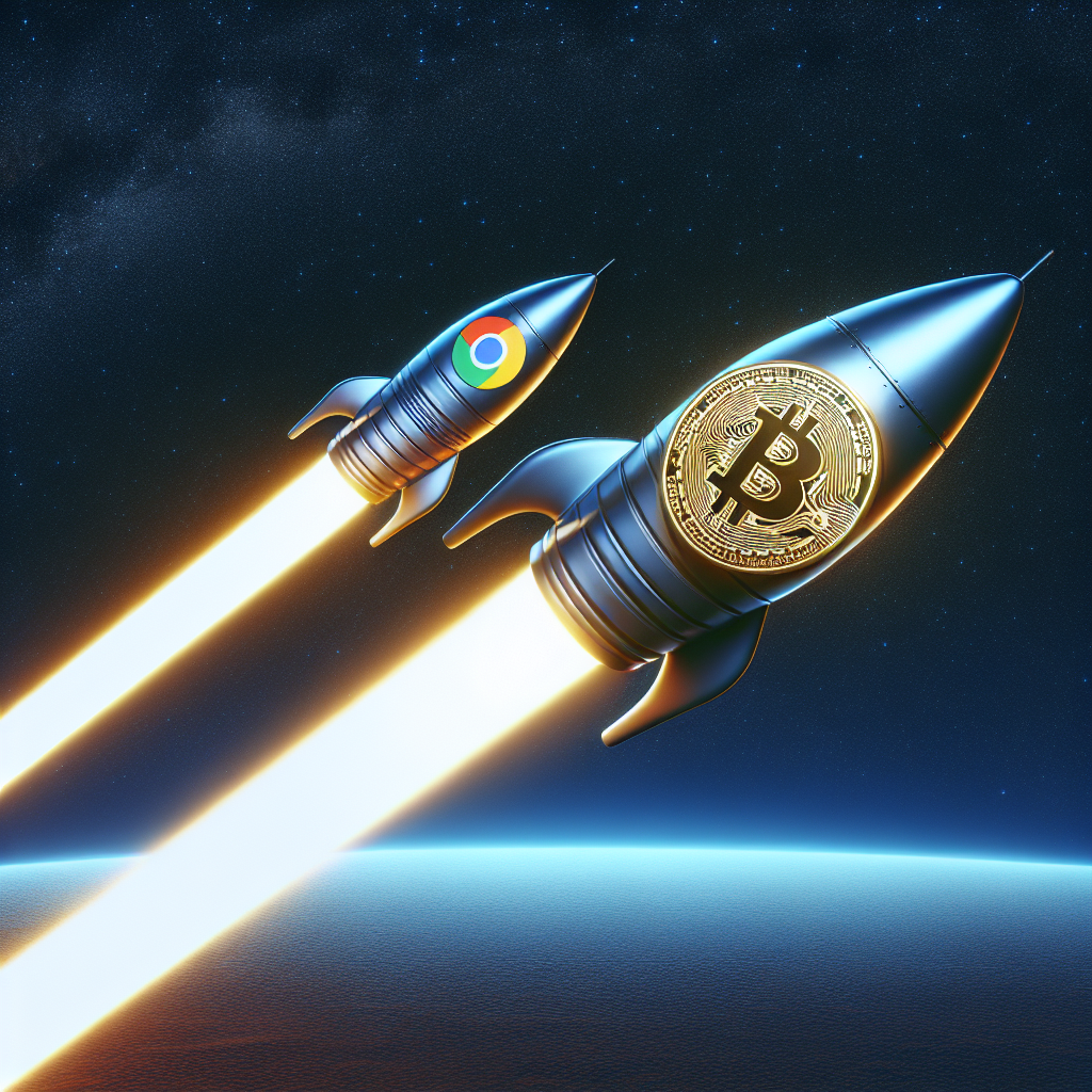 Bitcoin flyger förbi chrome logotypen