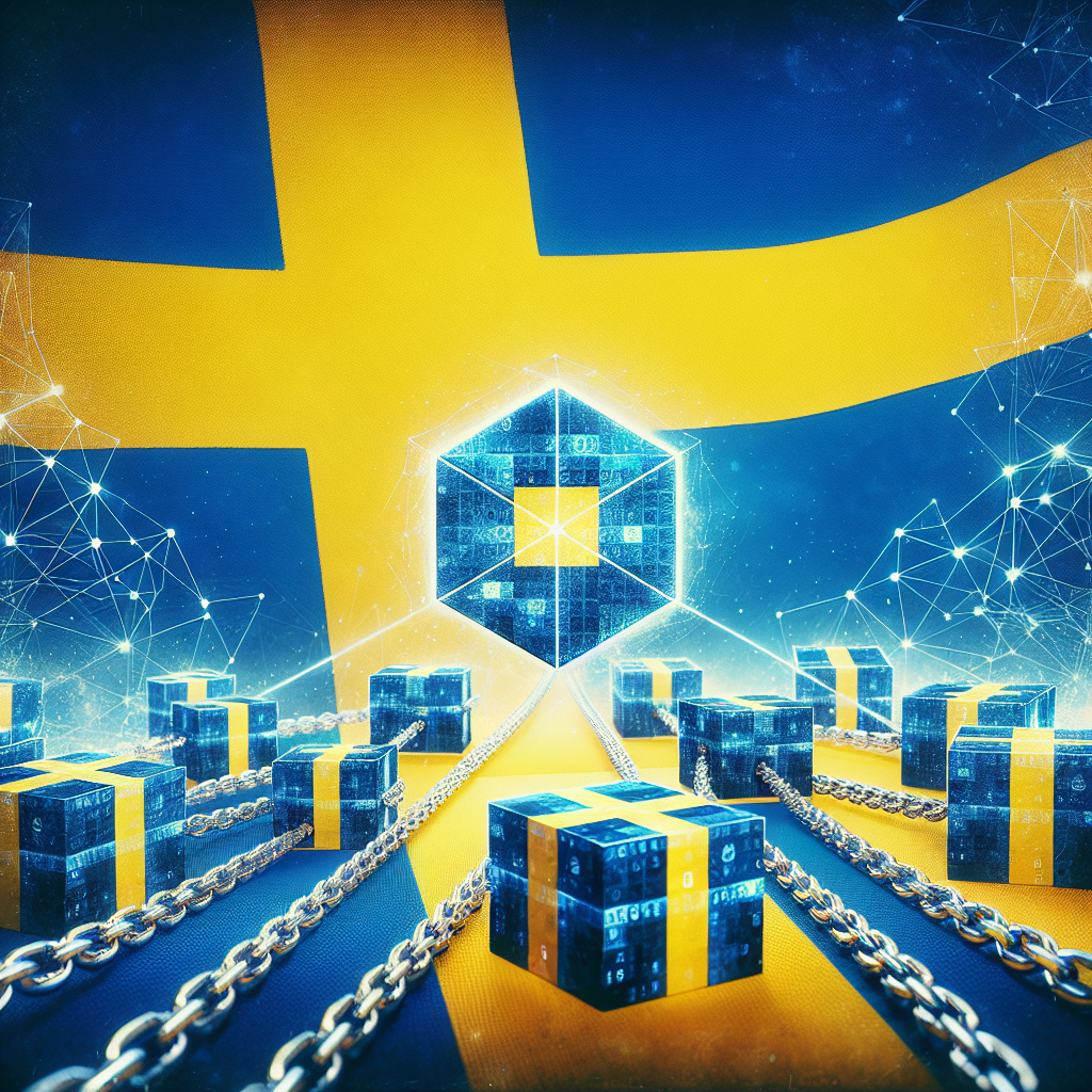 Swedish flag with Swedish colored boxes and chains